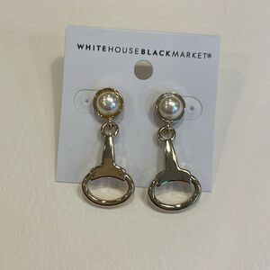 White House Black Market gold tone & faux pearl earrings